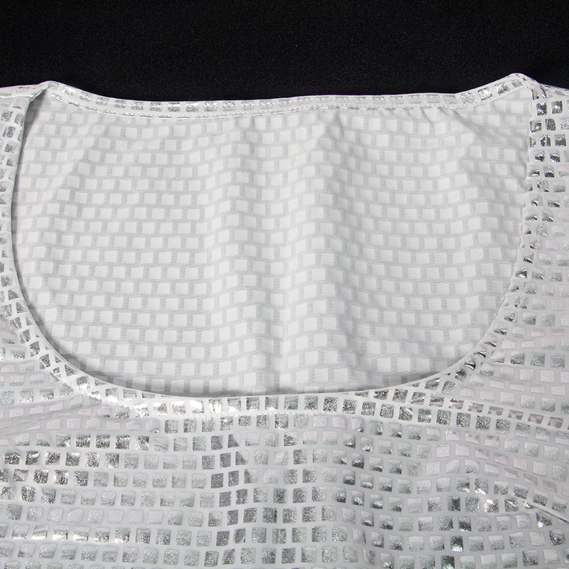 Autumn Solid Color Glossy Long Sleeve Pullover Cropped Sheath Dress Women Suit