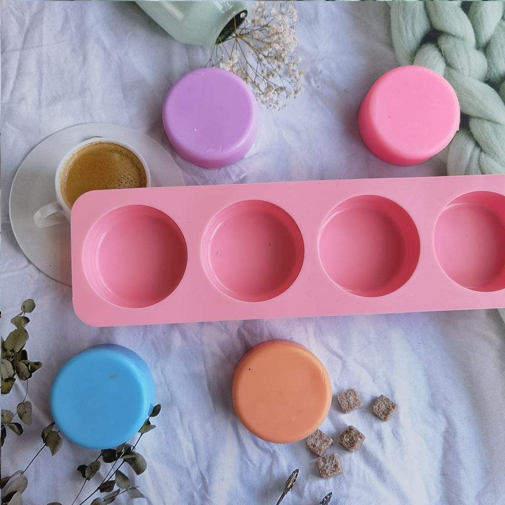 4 molde de jabón molde de silicona circular aromático artesanía molde de jabón molde de vela molde de pastel de arroz harina