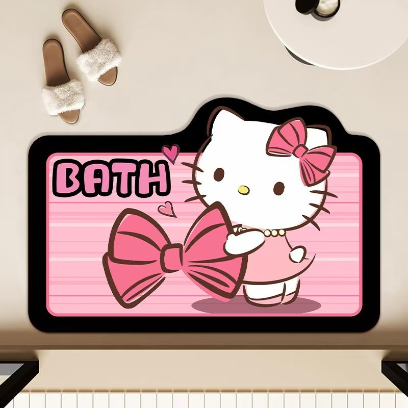 アニメKitty猫吸水滑り止めトイレ浴室マット耐摩耗性家庭用玄関キッチンマット|undefined