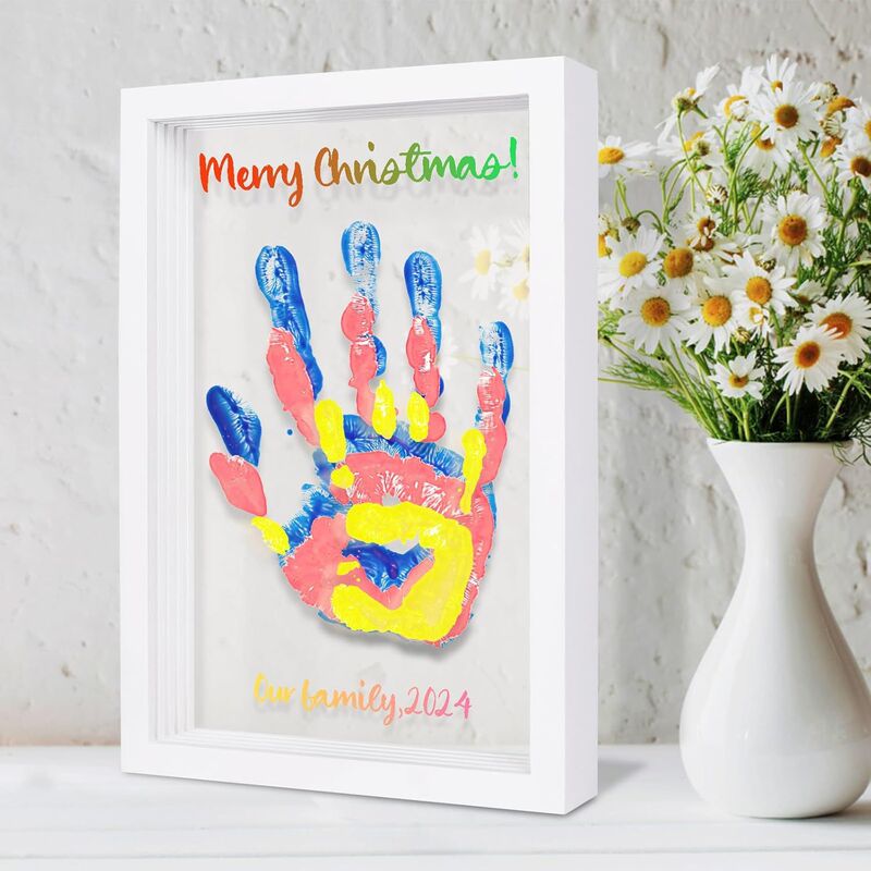 Cross-Border Hot Selling Transparent Handprint Commemorative Photo Frame Ornaments DIY Pigment Handprint Commemorative Photo Frame 4 Pieces Acrylic