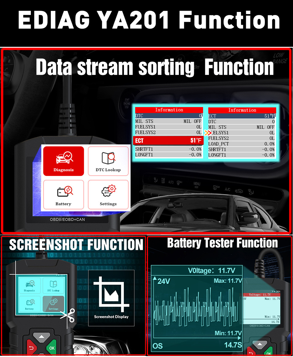 Ya-201 Obd2 Engine Fault Code Reader Obd Driving Computer Tool Car Diagnostic Tool