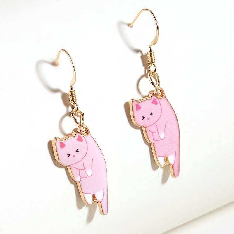 1 Pair Cartoon Style Cat Plating Alloy Drop Earrings display picture 6