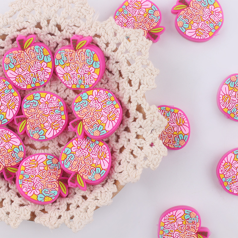 Nuevos bebés de dibujos animados manzana pequeña goma de diente DIY creativo bebé molar tetina cadena de accesorios de cadena anti-caída