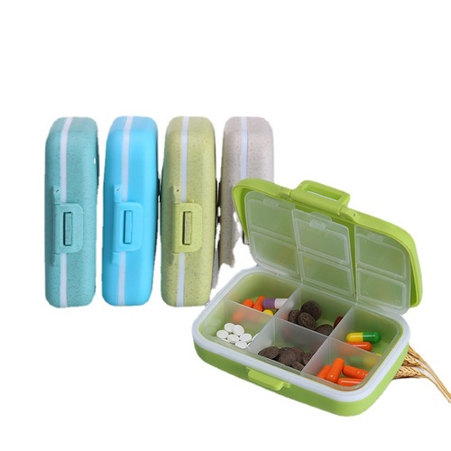Bestselling Portable Medicine Box Mini Divided Weekly Travel Seal Portable Creative Storage Box Grain Fiber Medicine Box