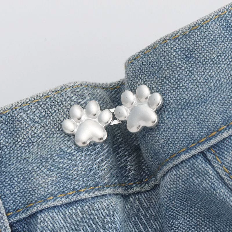 Nail-Free Removable Waist Buckle Pair, Flat-Bottom Seamless Buttons for Pants & Skirts, Assorted Designs