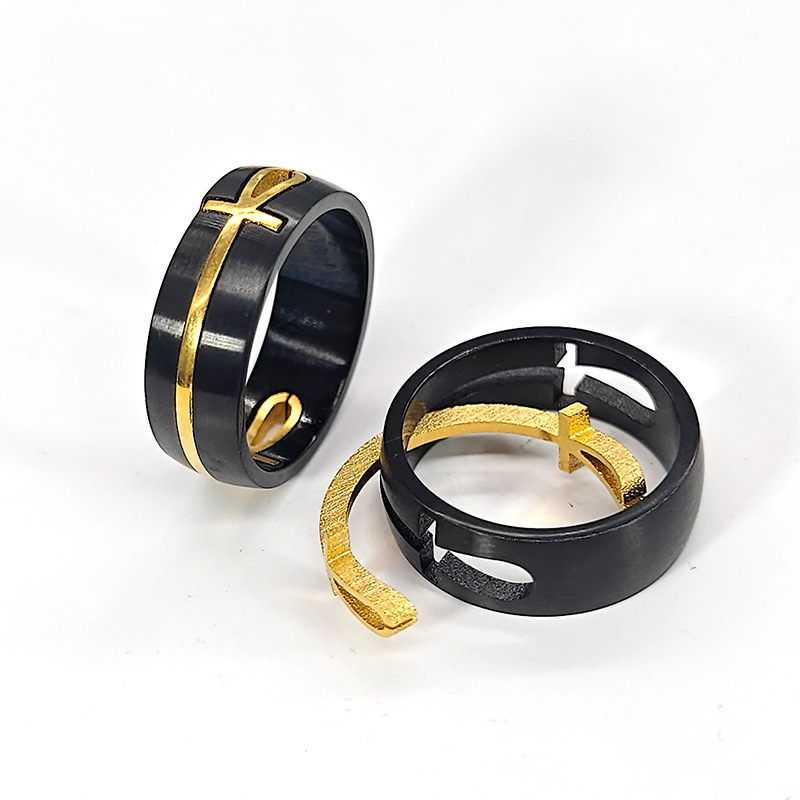 Star stainless steel personality creative cross Anka ring jewelry ring detachable men's ring wholesale