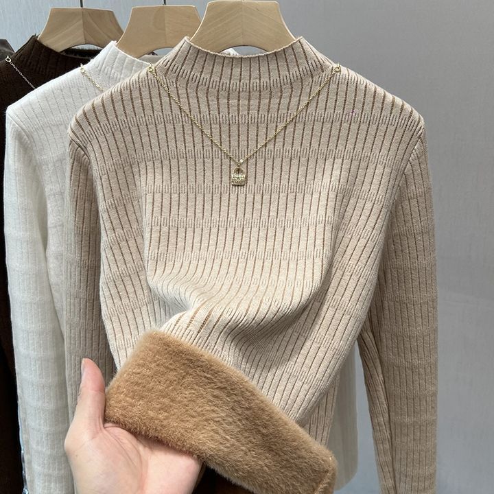 Fleece-Lined Thick Sweater 2026 New Autumn and Winter Warm Knitwear Half-Turtleneck Base Layer for Women Fleece-Lined Thick Sweater 2026 New Autumn and Winter Warm Knitwear Half-Turtleneck Base Layer for Women