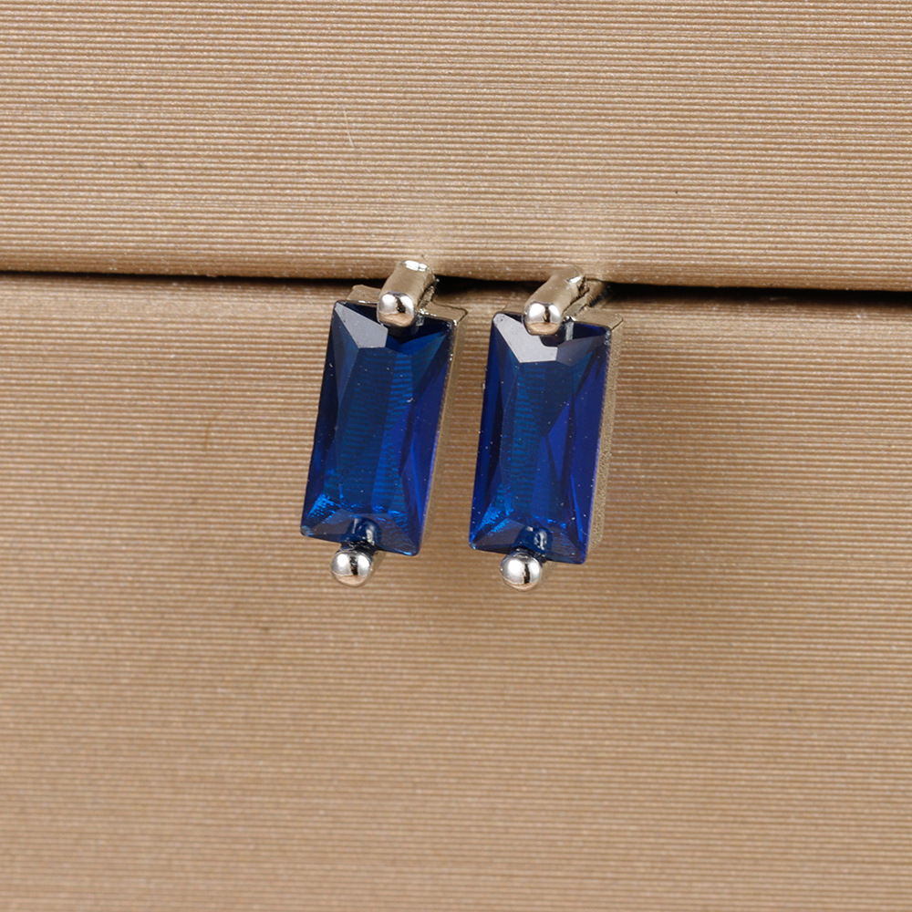 1 Pair Simple Style Rectangle Plating Inlay Copper Zircon Ear Studs display picture 13