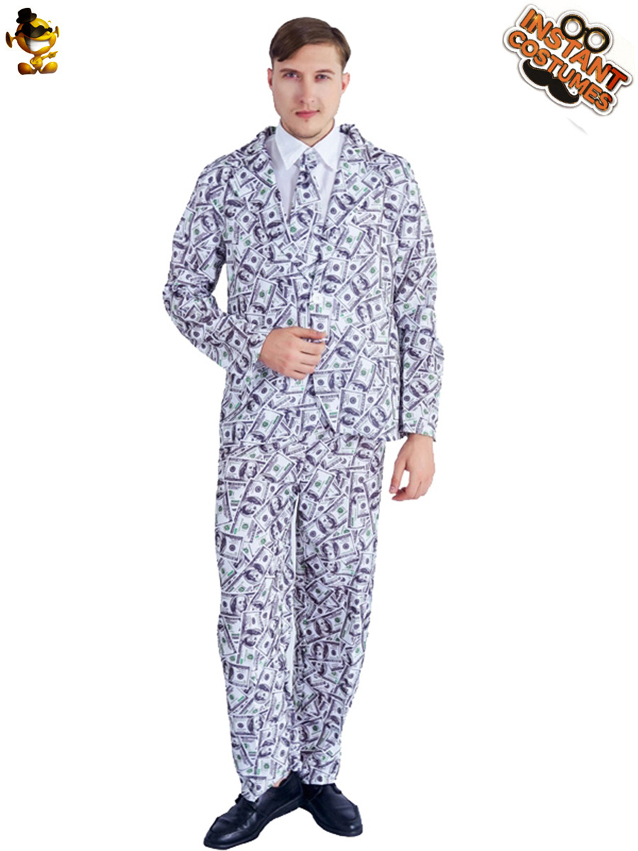 Billete de Banco impreso traje de Halloween ropa de fiesta etapa traje de rendimiento ropa de cosplay traje de fiesta