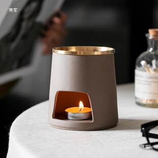 Cedar Creative Incense Melting Wax Stove Ceramic Essential Oil Copper Pot with Heating Powder Aromatherapy Stove Beauty Salon Dry Aromatherapy Lamp