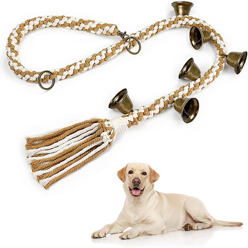 Pet Doorbell Training Dog Collar Pet Doorbell Rope Hand-woven Wooden Bead Bell Hanging Cord Cat Toys Amazon