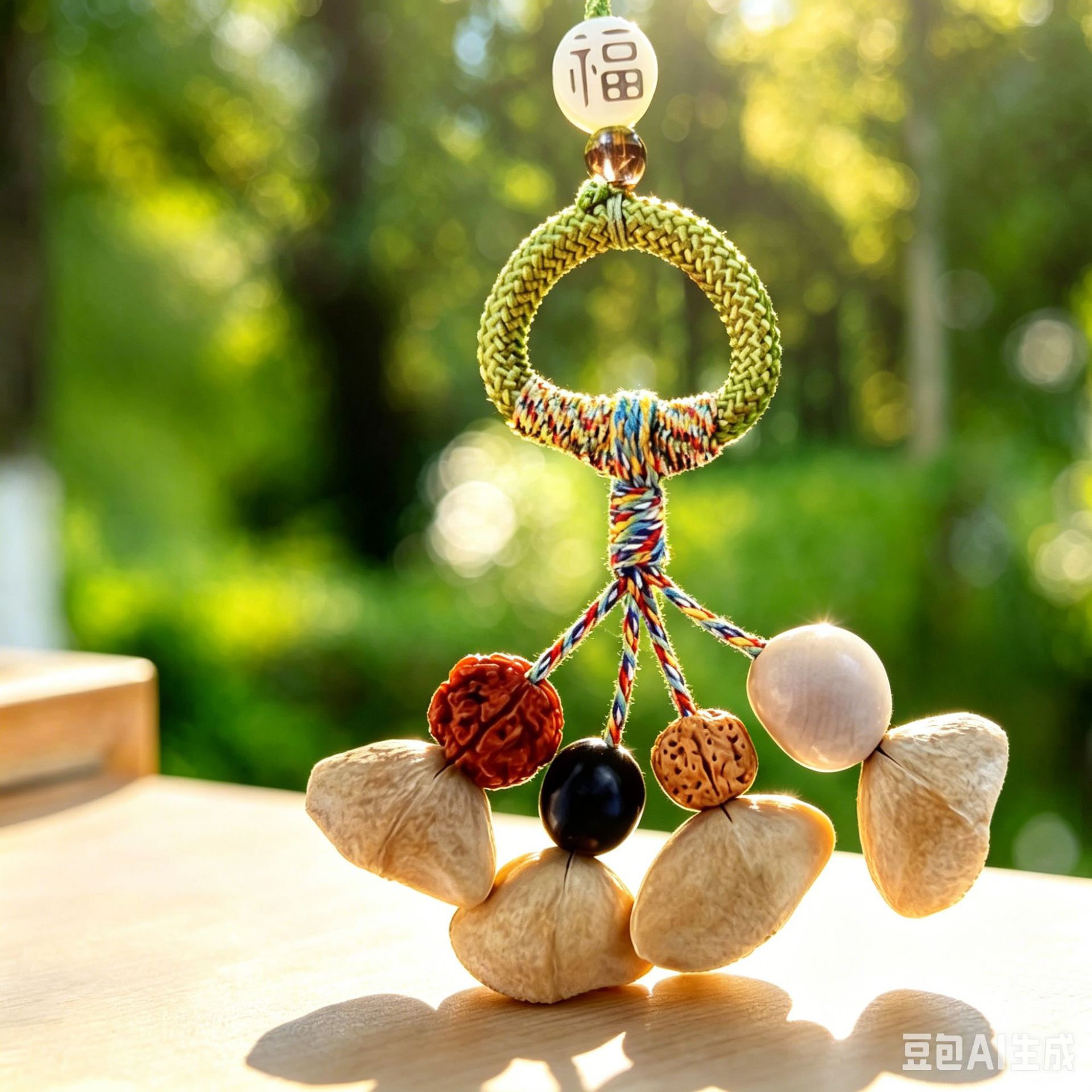 Forest-style natural fruit shell wind chime bag pendant, healing handmade finished product, car-mounted rattle, calming hanging ornament