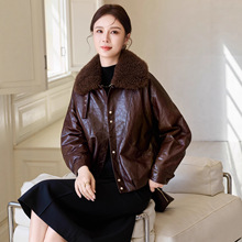 真皮皮衣女短款羊羔毛领绵羊皮羽绒服2025冬新款海宁高端宽松夹克