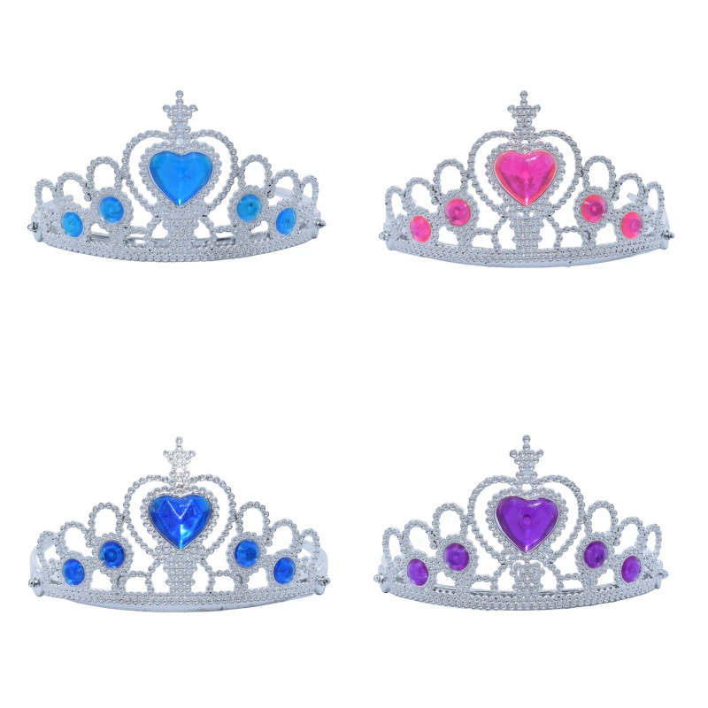 Завод в наличии Дети Принцесса Корона Головные уборы Пластиковые Гальванические Серебряные Волосы Группа Оптовая