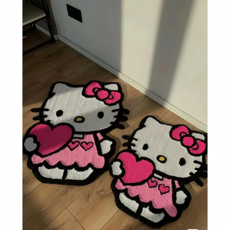 HELLOKITTY 플로어 매트 카펫 침실 침대 옆 거울 앞 장식 담요 수제 카펫 문 카펫 발 매트