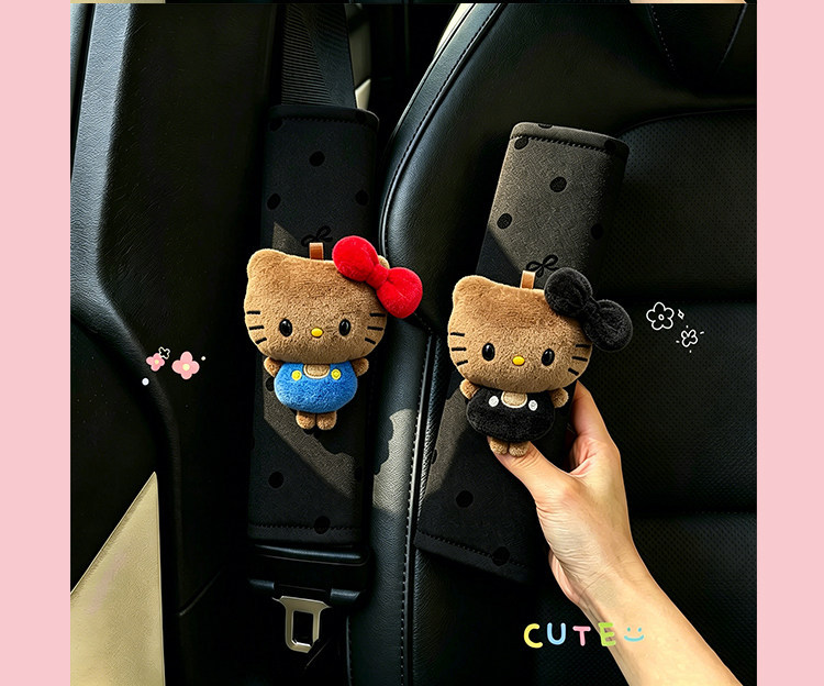 Cute shoulder protector for women, seatbelt decoration, car interior anti-wear clothing protection, universal for all seasons, cartoon KT cat
