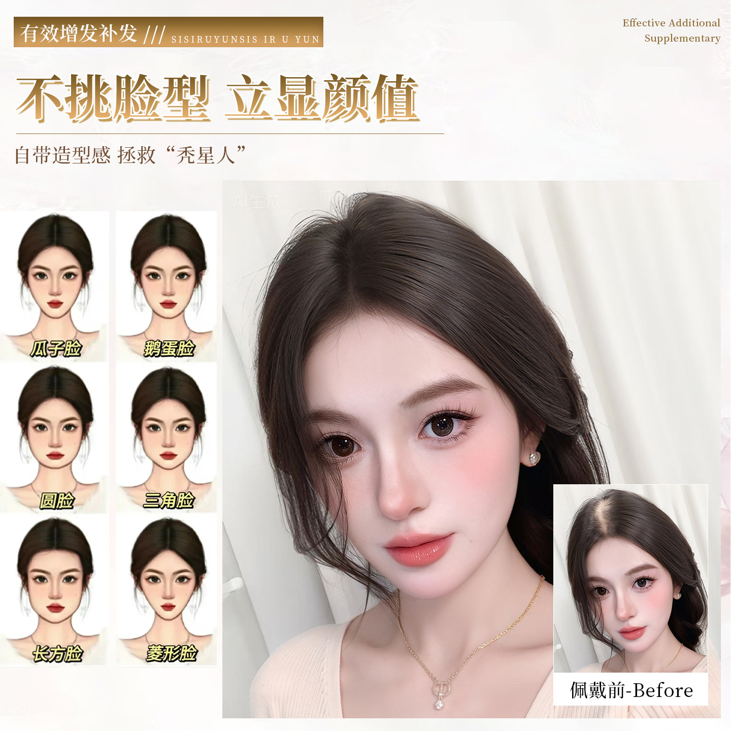 Pelucas de cabello para mujeres con cabello real sin marcas cubiertas de cabello blanco frangeo de ocho caracteres tejido a mano frangeo flácido aumento de cabello falso