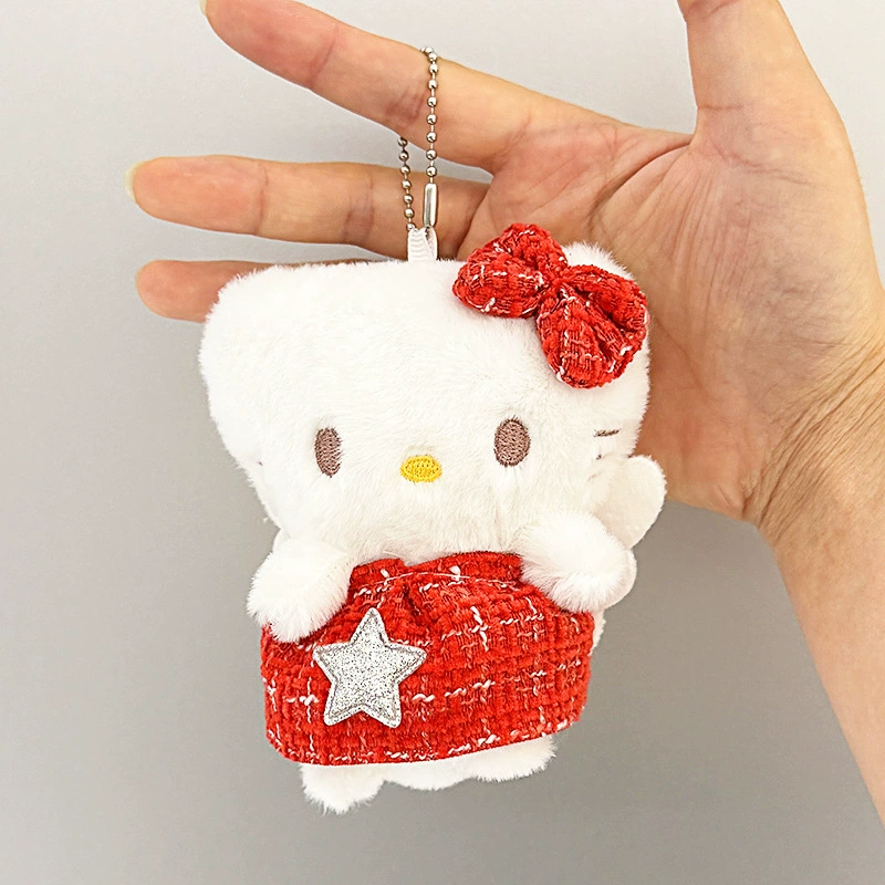 Плюшевый подвес (Hello Kitty) ангел, 9×6×13 см, мягкая игрушка с бантом и крыльями, подвес-цепочка или кольцо