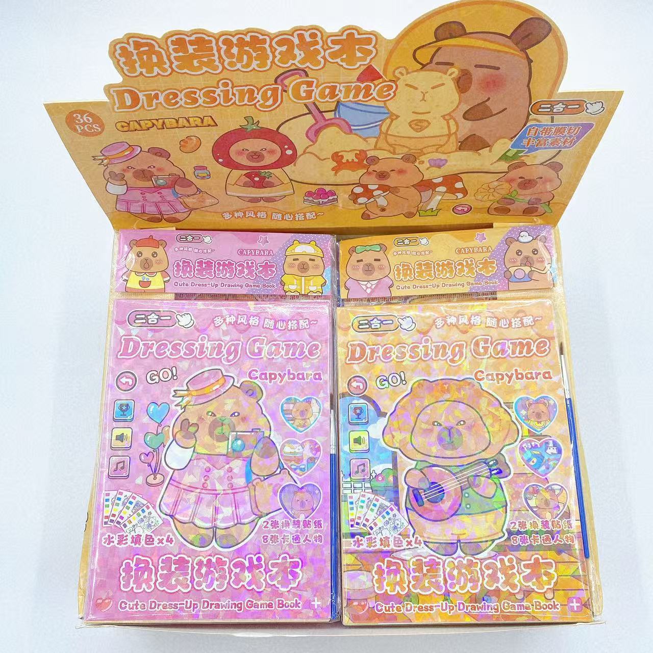 Nuevo 2 - en - 1 libro de juego de cambio pegatinas pegatinas dibujos animados niños cuentas de mano libros de juguetes acuarela con pincel image 3