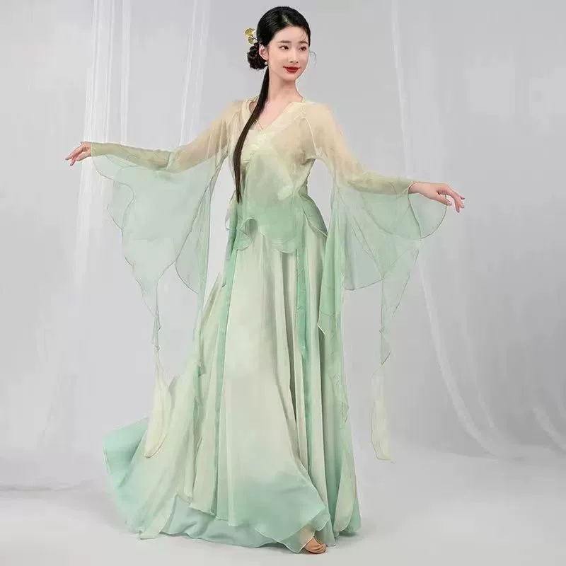 Одежда для классических танцев, танец бабочки, элегантная тренировочная одежда из градиентной марли, костюм китайской феи