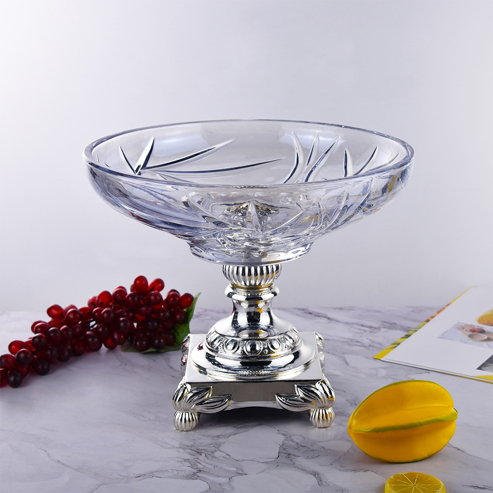 古典电镀水蓝色装饰摆件 水晶玻璃家居创意装饰摆件 客厅装饰花瓶