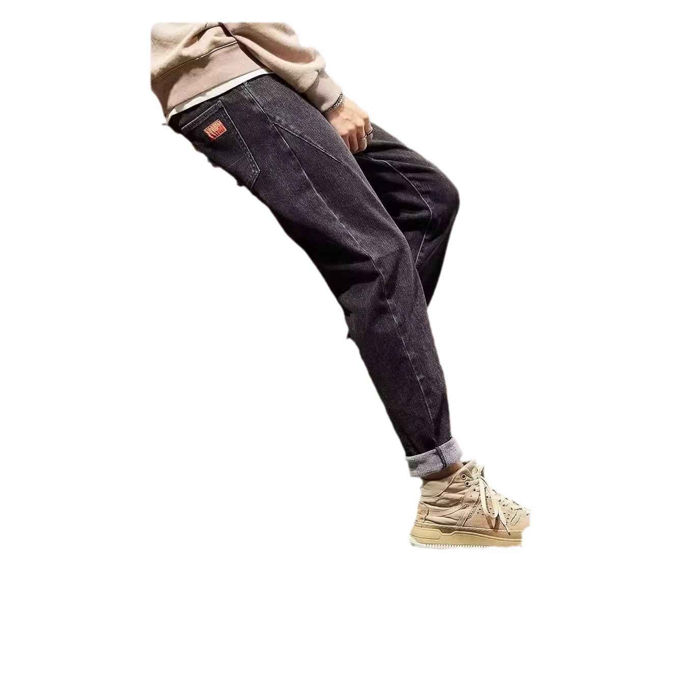 Mr. Fashion Tide-New Spring and Autumn Elastic Business Jeans Pantalones rectos de moda casual para hombres K127P55