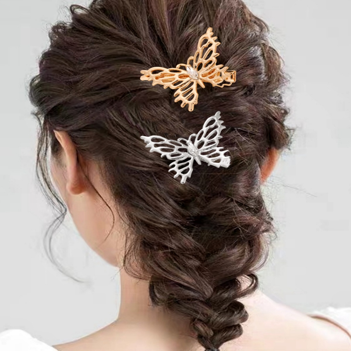 Nueva pinza de pelo dulce francesa, clip de flequillo de mariposa hueco retro, clip de pico de pato lateral fresco pequeño, clip de pelo roto, tocado image 1