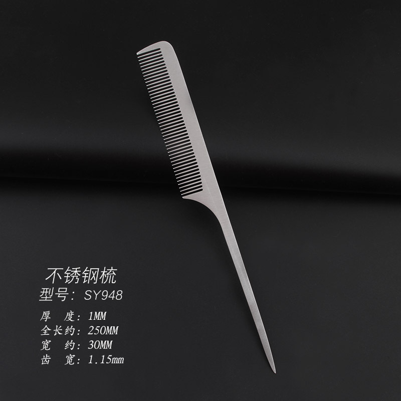 Peine de corte de pelo de acero inoxidable peluquería cabeza plana peine de doble uso peine estilista peluquería peine de acero peine de pelo de los hombres corte de pelo peine de acero