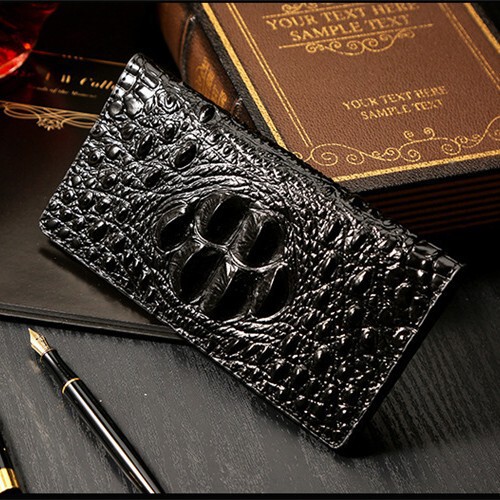 Popular Crocodile Leather Wallet with Embossed Design, Trendy Long Zipper Wallet, Large Capacity, Multiple Card Slots, Coin Purse, Men's Bag
