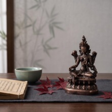 藏式绿度母藏传密宗菩萨佛堂铜像风水佛像家居供奉桌面摆件厂家
