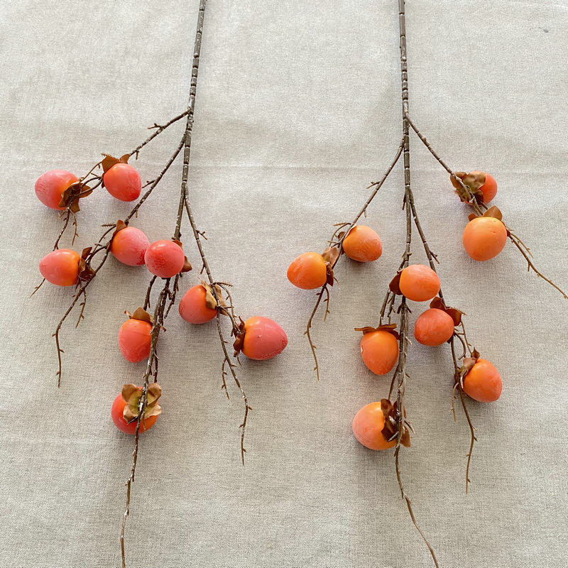 Pointed fruit Persimmon simulation Berry home decoration plant fake Persimmon branch foam spray paint fruit Branch