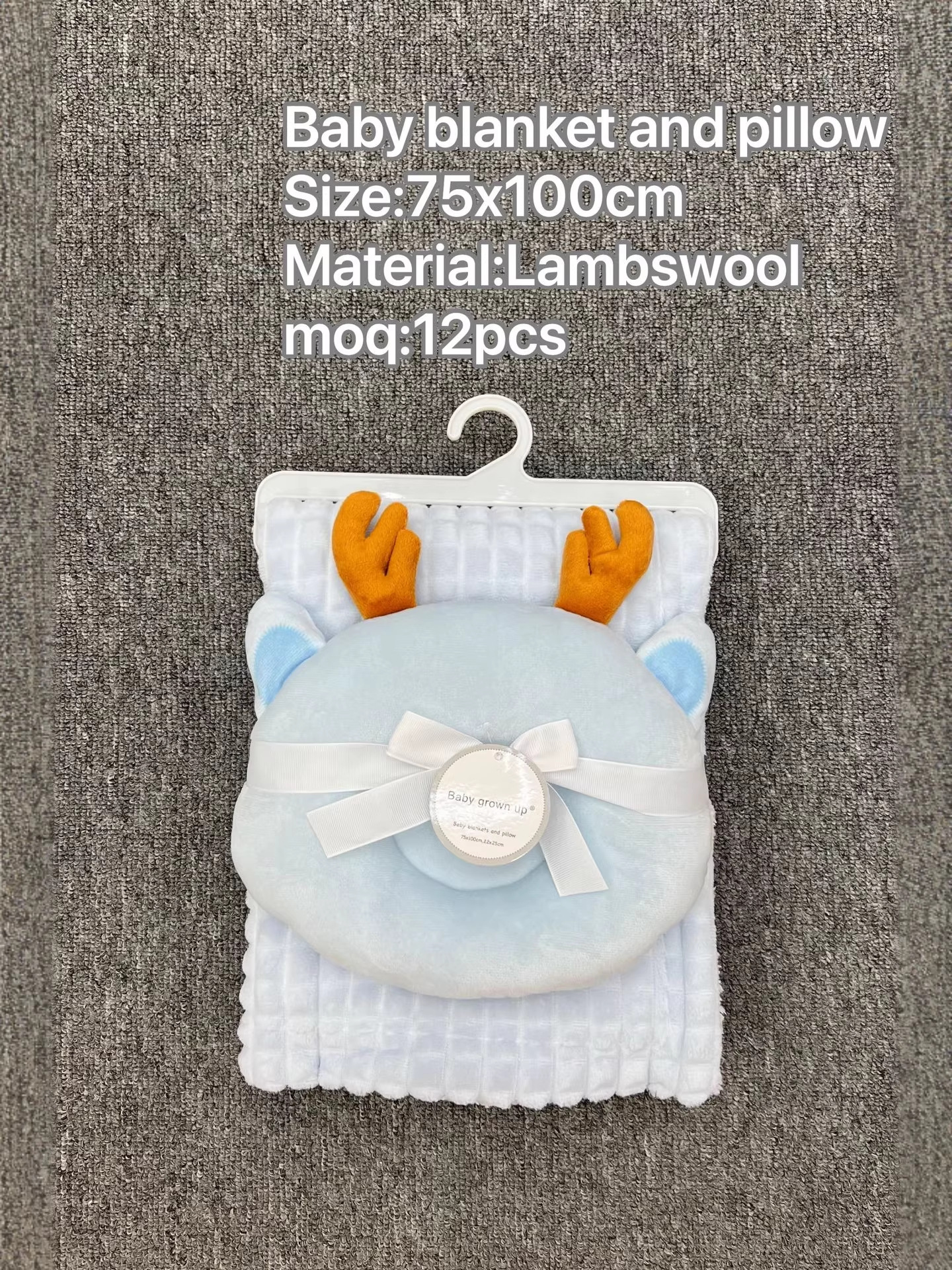 Baby Cashmere Blanket U-Shaped Pillow 2 Set de dos piezas suave y gruesa estilo Elephant Crown colcha de bebé