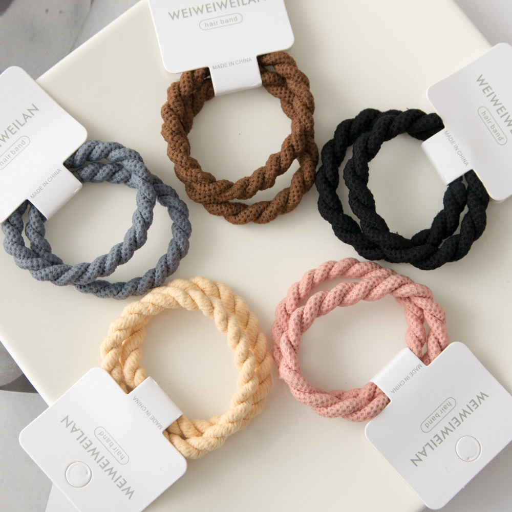 2 Pieces Thick Type Hand-Woven Hair Rope Simple All-Match Commute Hair Band High Elastic Texture Hair Accessories for Women