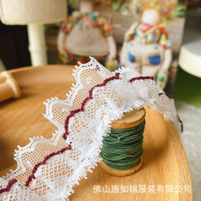 唐如锦 双层褶皱花边辅料  荷叶边娃衣裙子材料狗牙裙摆裙边蕾丝|undefined