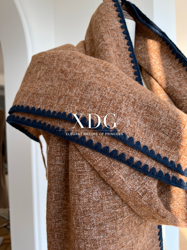 Damen Strickschal, Weicher Wollschal In Kontrastfarben Für Winter_voghion.com