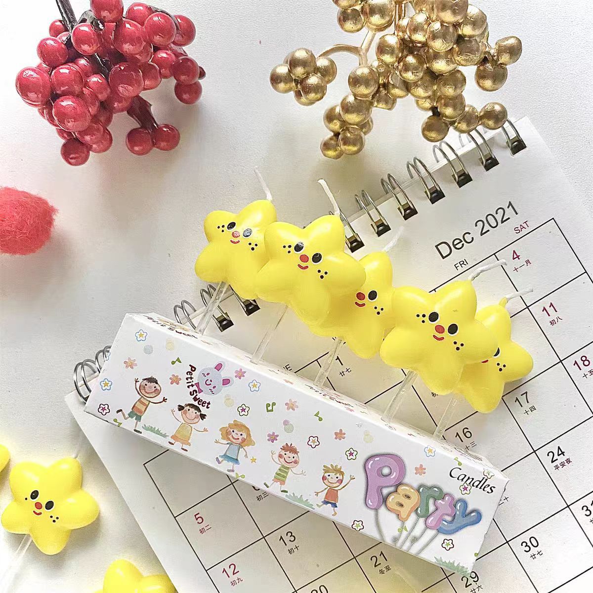 Candada de estrella de cinco puntas, decoración de pastel, fiesta de vacaciones para niños, complemento de vela, estrella de cinco puntas, cara sonriente, vela de cumpleaños