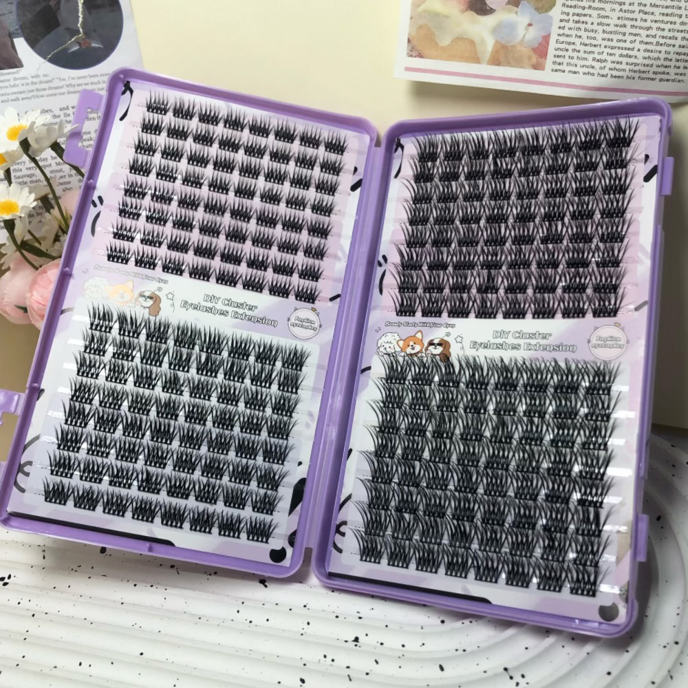 Serie de pestañas postizas transfronterizas Libro de pestañas de comercio exterior Pestañas postizas en inglés completas Pestañas postizas de gran capacidad, pelo segmentado de un solo racimo