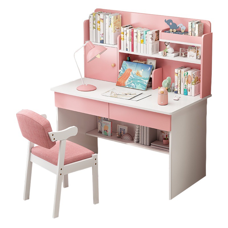 Escritorio estudiante hogar dormitorio escritorio estantería escritorio de la computadora integrada Escritorio de estudio simple niños y niñas Escritorio de escritura