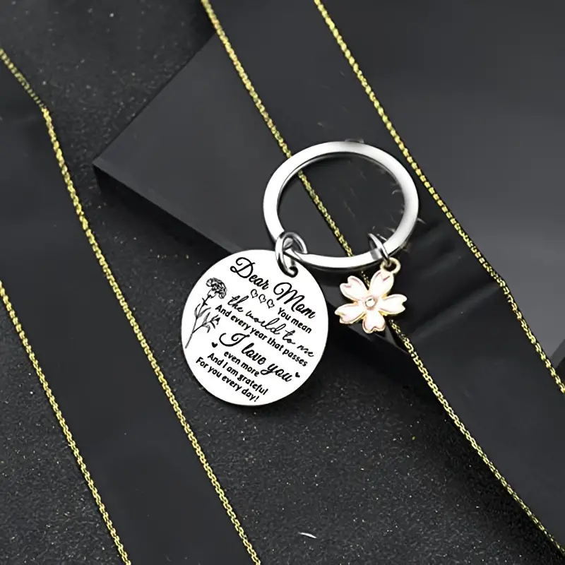 Polishing, Carving Design MAMA Style MAMA Letter Flower 201 Stainless Steel Alloy Polishing Carving Mother'S Day Women's Bag Pendant Memorial Keychains