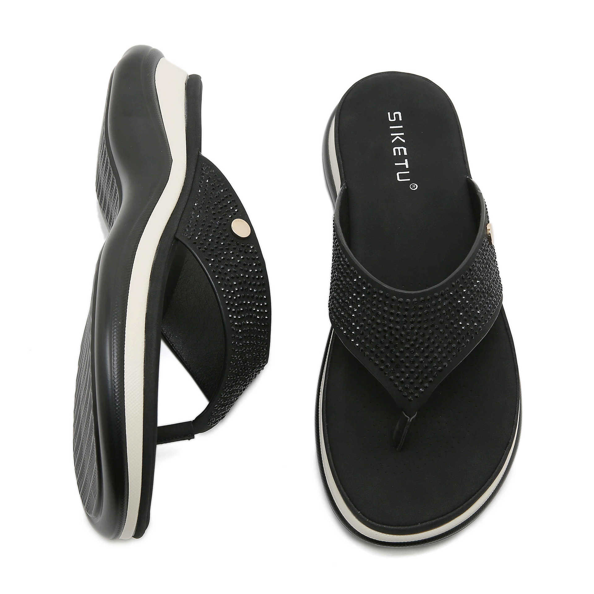 4003-1 Nuevo 2025 primavera y verano puntual taladro moda slope tacones anti-deslizantes zapatos de mujer de viaje un cabello