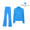 Stand Collar Lightning Blue Gold Flared Suit