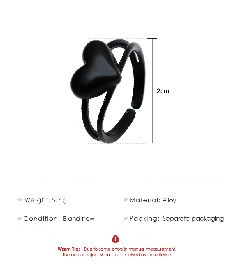 New Fashion Black Peach Heart Multi-layer Ring Wholesale Nihaojewelry display picture 1