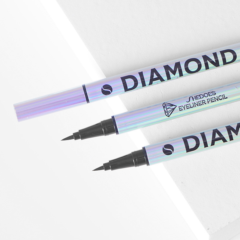 Shedoes, agua suave, un trazo de formación, no decoloración, no desvanecimiento, impermeable a prueba de agua, perlas de agitación de diamante, delineador de ojos negros. image 5