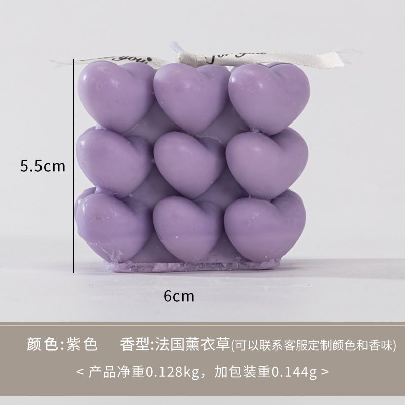 Amor cubo de balsamosa vela de regalo de San Valentín, estilo creativo artesanal en decoración interior vela