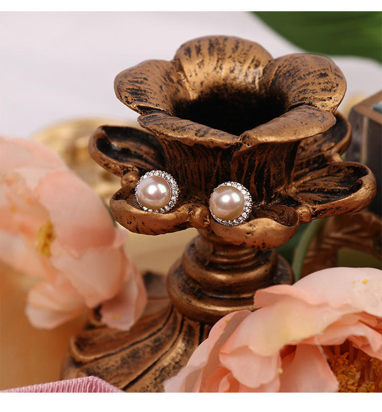 Style Simple Fleur Naturel D'eau Douce Perle Incruster Zircon Boucles D'oreilles 1 Paire display picture 10