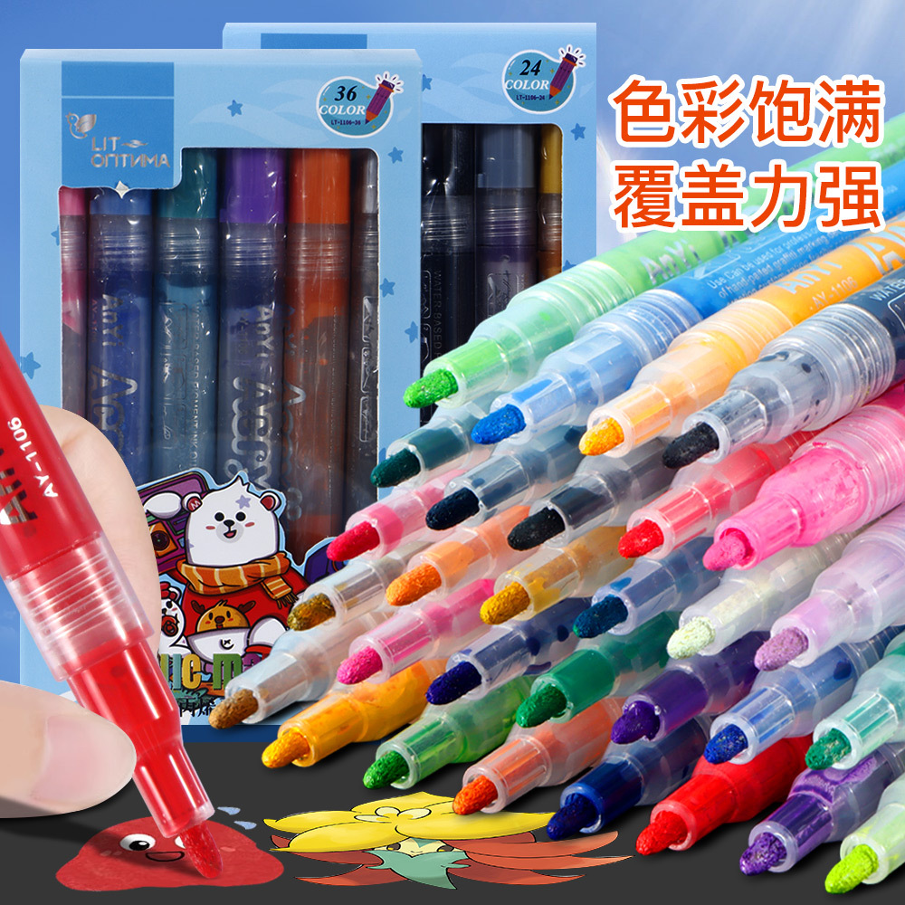 Marcador de acrílico impermeable para niños pintura lavable pincel de acuarela pincel de marca de color set al por mayor