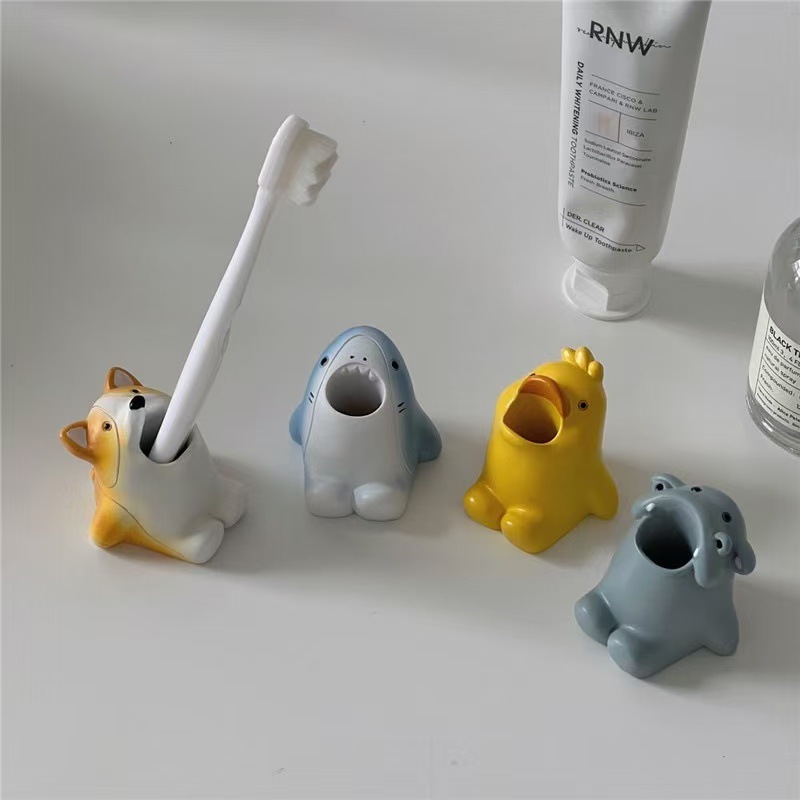 Estilo ins soporte de cepillo de dientes de animal de dibujos animados creativo para niños lindo soporte de dientes de baño estante de baño decoración