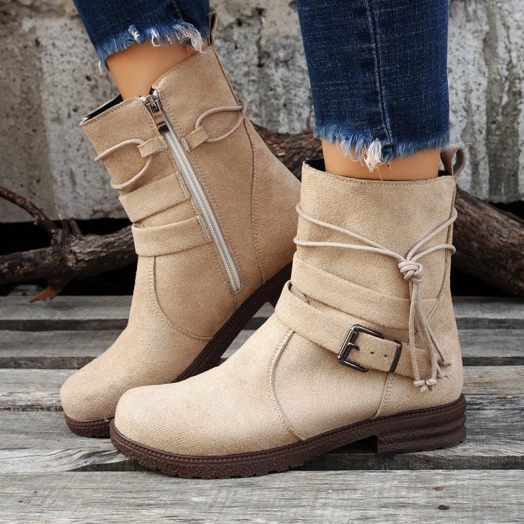 Large size short boots women dress boots autumn and winter new round head retro explosive cotton boots women_voghion.com