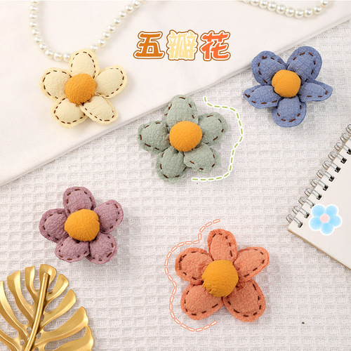 Japanese and Korean style chiffon five-petal flower brooch cartoon animal jewelry accessories diy pendant cute bag jewelry accessories