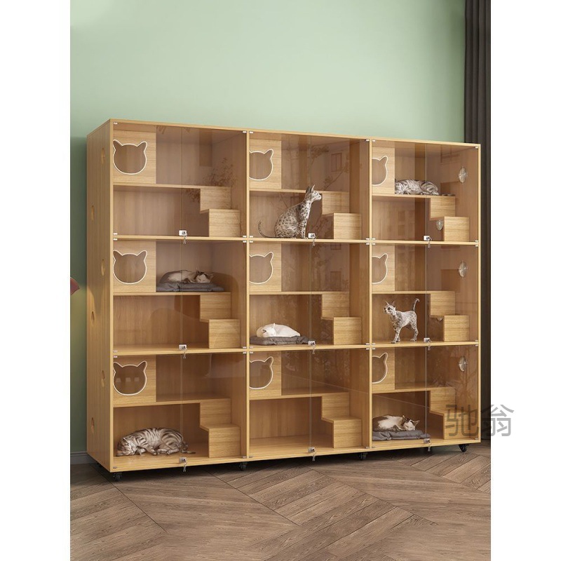 麓f實木貓櫃展示櫃貓別墅繁殖貓籠貓櫃現做貓咪繁育籠貓籠寵物別